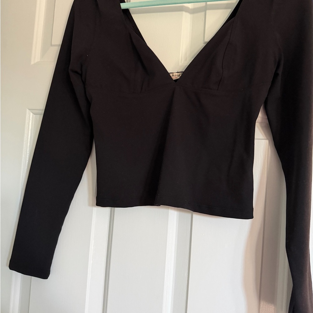 Free People Black V-Neck Crop Top